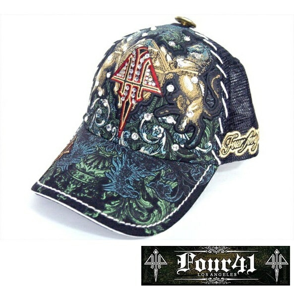 LA直輸入 Four41 Los Angeles フォーフォーティーワン キャップ スワロフスキー ブラック 038 インポート メンズ レディース 帽子 インポート セレブ セレカジ アメカジ