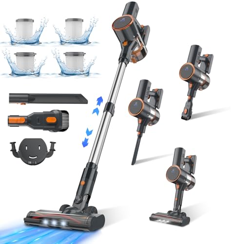 掃除機 コードレス【45000pa強力吸引・60分連続稼働】CEUKOZ コードレス掃除機 2way スティック掃除機 ハンディクリーナー LED液晶ディスプレイ 8段伸縮パイプ HEPA7重濾過 1
