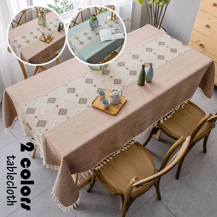 140*300cm テーブルクロス 北欧 おしゃれ テーブルセッティング 布 四角形 長方形 綿麻 刺繍 チェック柄 高級感 テーブルクロス お手入れ簡単 家庭用 食卓カバー 2色