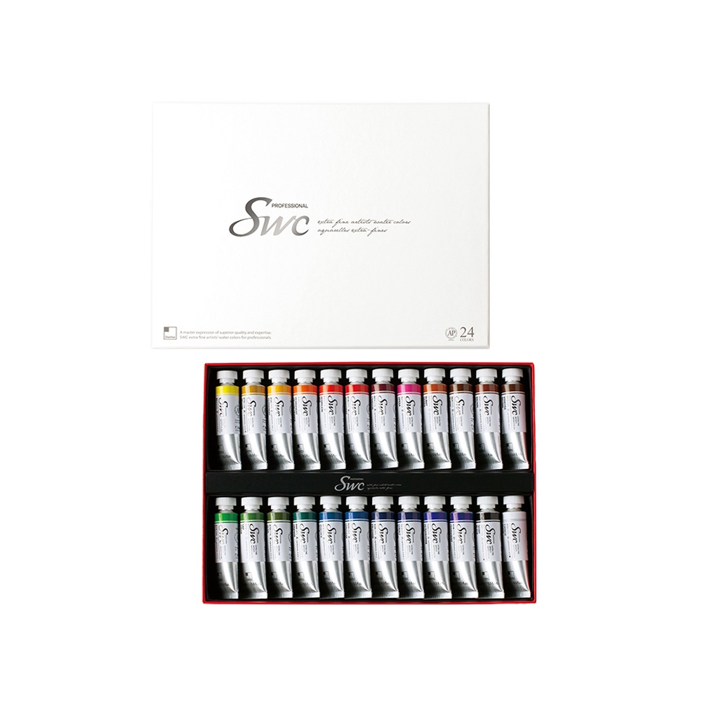【公式】SHINHAN SWC 水彩絵具 24色セット 15ml / プロ仕様・高発色・高耐光性 / 韓国正規品