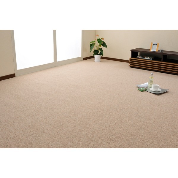 ラグマット 絨毯 江戸間 10畳 約352x440cm ベージュ 日本製 ウール100％ 防炎 防ダニ 抗菌 ホットカーペット可 オペラ