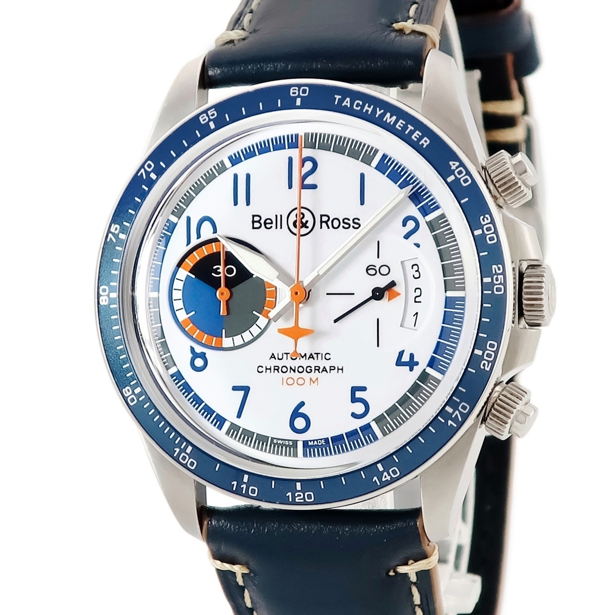 ヴィンテージ レーシングバード BRV2-94 自動巻き メンズ ホワイト ブルー クロノグラフ タキメーター 限定 3年保証