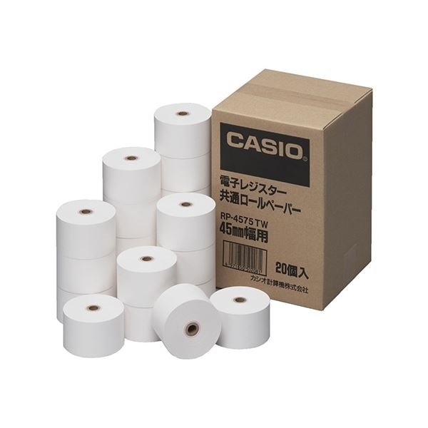 （まとめ）カシオ 電子レジスター用 ロールペーパー紙幅45mm RP-4575-TW 1パック（20個）3セット