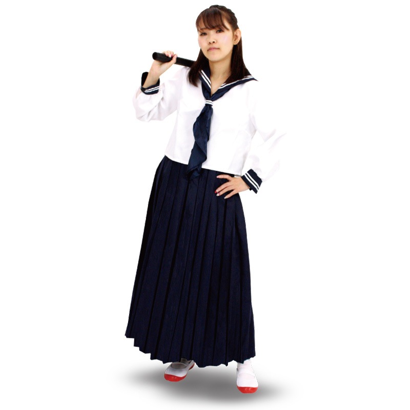 コスプレ 仮装 コスプレ セーラー服 Patymo スケバン ロングセーラー 白 【 コスプレ 衣装 ハロウィン 仮装 レディース コスチューム 制服 セーラー服 女子高生 余興 パーティーグッズ