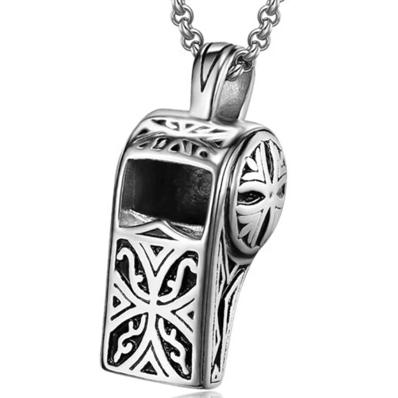 トライバルクロスホイッスルステンレスペンダントトップ 笛 リアル 3D 立体 アクセサリー 男性 女性 ユニーク プレゼント 先生 スポーツ 教師 審判 レフェリー 人気 stt00-00-0721