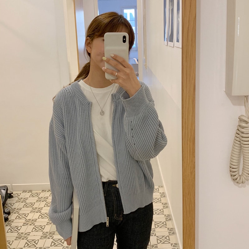 ニット レディース カーディガン 袖あり 長袖 前開き かわいい 大人可愛い きれいめ シンプル