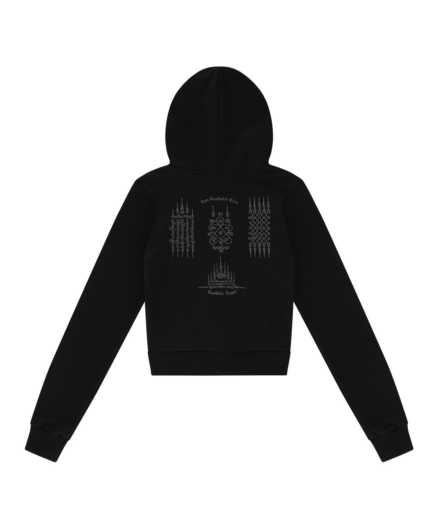 【KASHIKO】 YANTRA SLIM HOOD ZIP-UP : BLACK