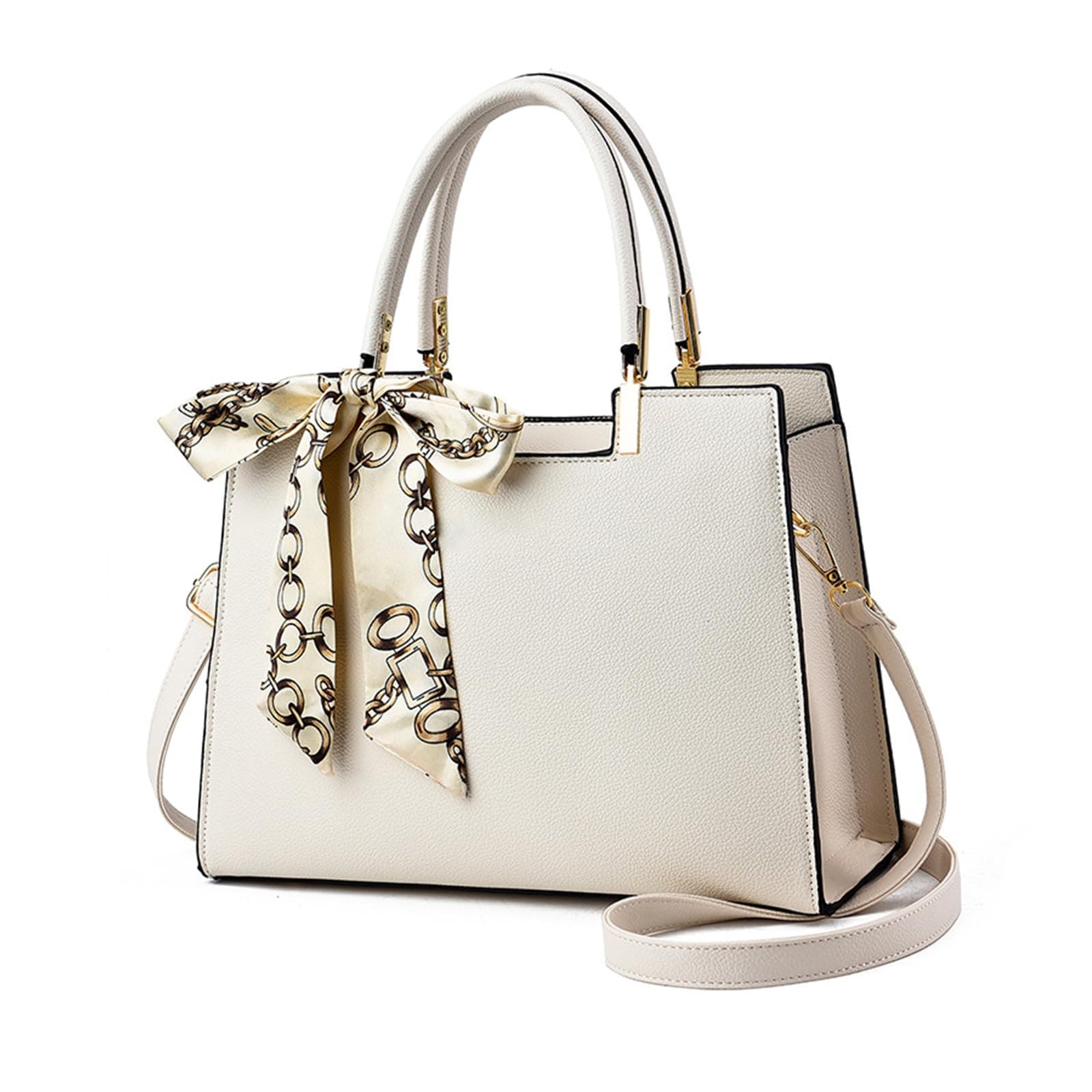 NICOLE&DORIS ハンドバッグ レディース 斜めがけ ショルダーバッグ 肩掛けバッグ スカーフ付き 2way カバン ポケット多い おしゃれ 通勤バッグ 撥水加工 マルチポケット 自立 小さめ