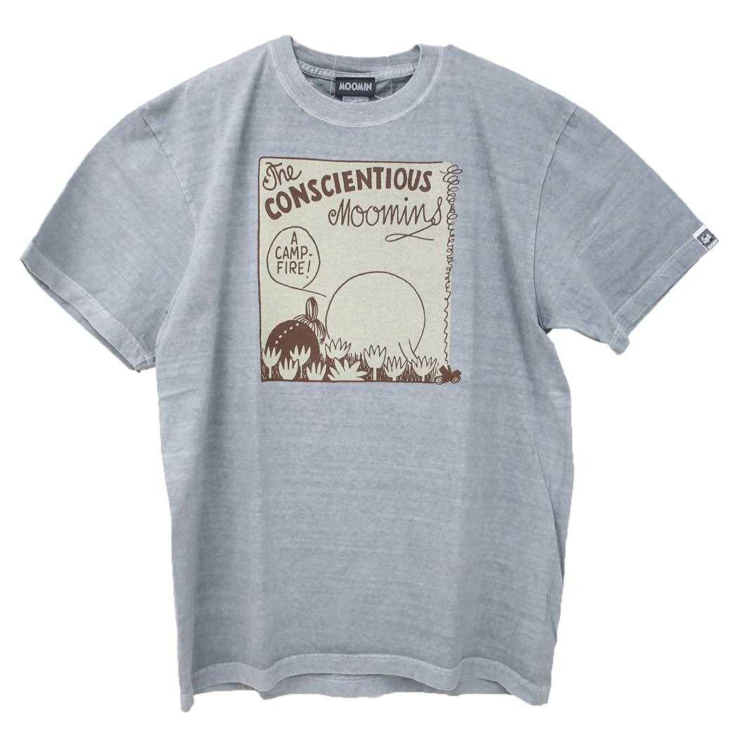 ムーミン Tシャツ ピグメント染めT-SHIRTS ムーミン＆リトルミイ GY Lサイズ 北欧