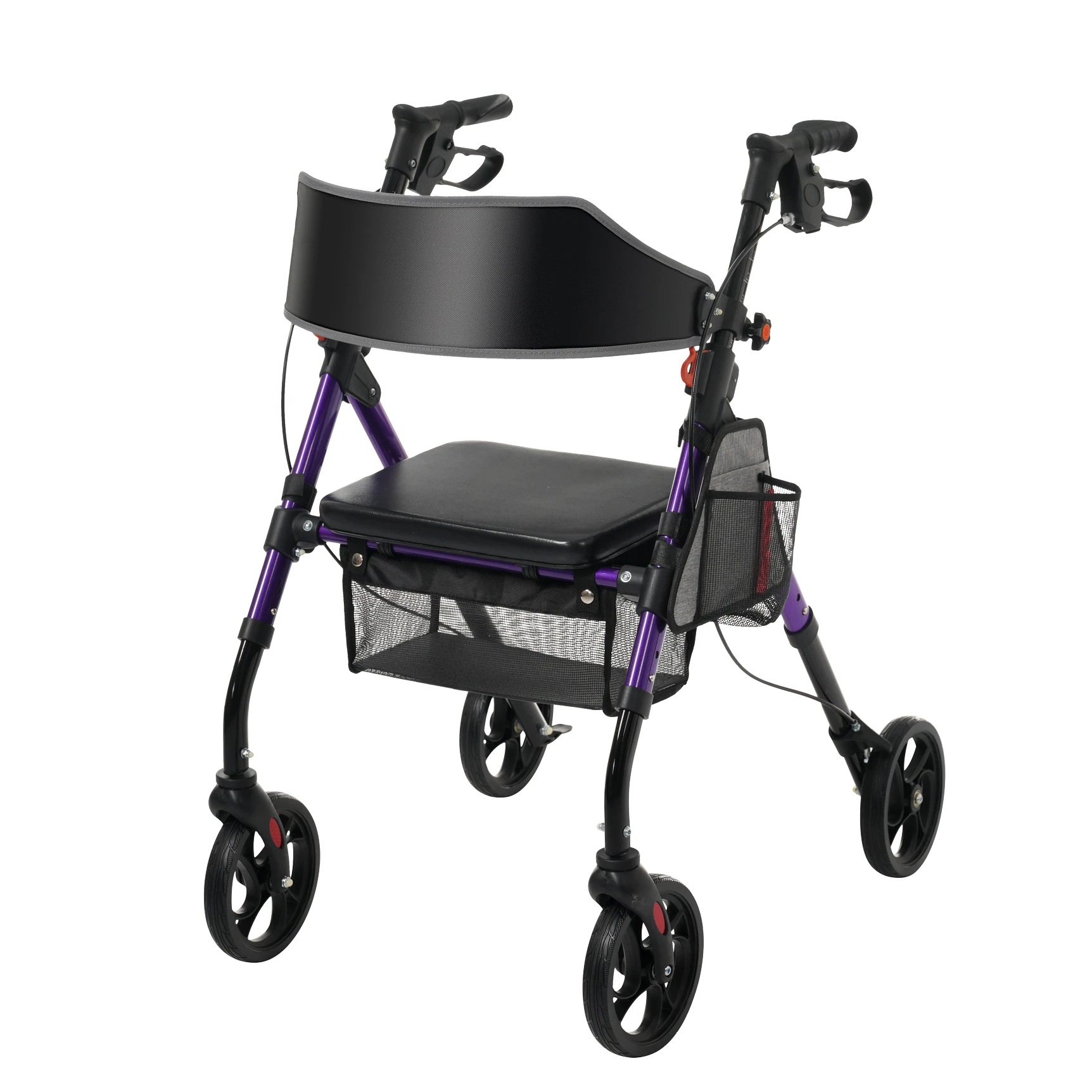 【当日発送/無料配達】歩行器 歩行車 シルバーカー 室外用 6段階高さ調整 折りたたみ可能 座面付き 四輪 キャスター付き おしゃれ 座れる 散歩 シニア 歩行補助 買い物 ショッピングカー 大容量