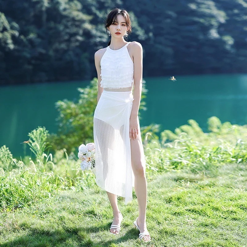 夏【HY.上品】2点セット レース カバー 体型カバー ワンピース水着 温泉 水着 セクシー キレイ レディース 水陸両用 ラッシュガード 体型カバー 日焼け止め