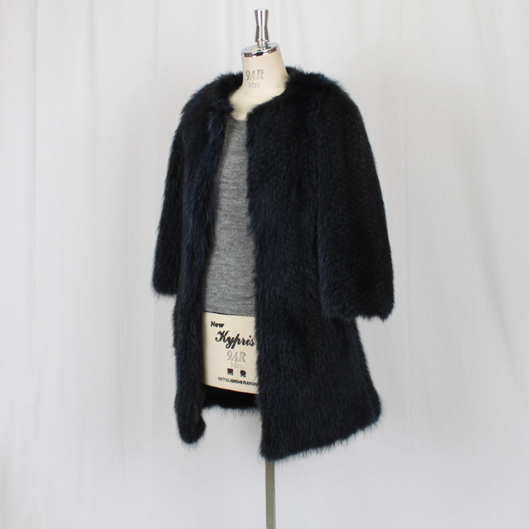 ラクーン ファー ハーフ コート ネイビー 送料無料 レディース ギフト プレゼント