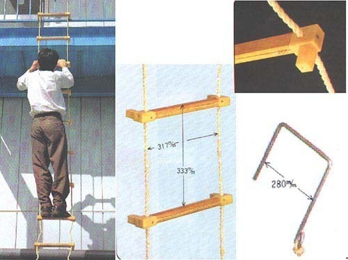 避難縄はしご（大カギ付き５ｍ） [ はしご 梯子 縄 5m 防災 避難 丈夫 火災 地震 救助 リキロンロープ セーフティロープ 避難はしご 耐熱性 日本製 国内産 国産 送料無料 ]