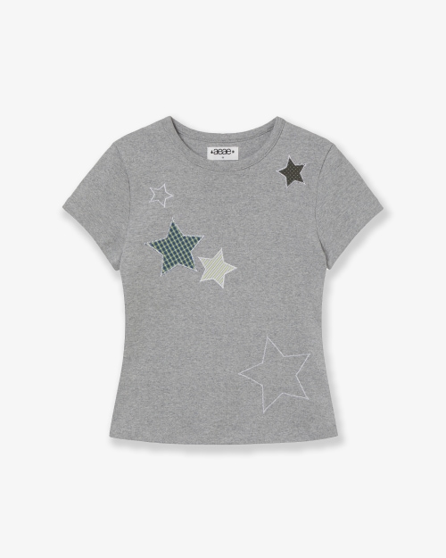 【AEAE】 CHECK STAR TEE [MELANGE GREY] 正規品