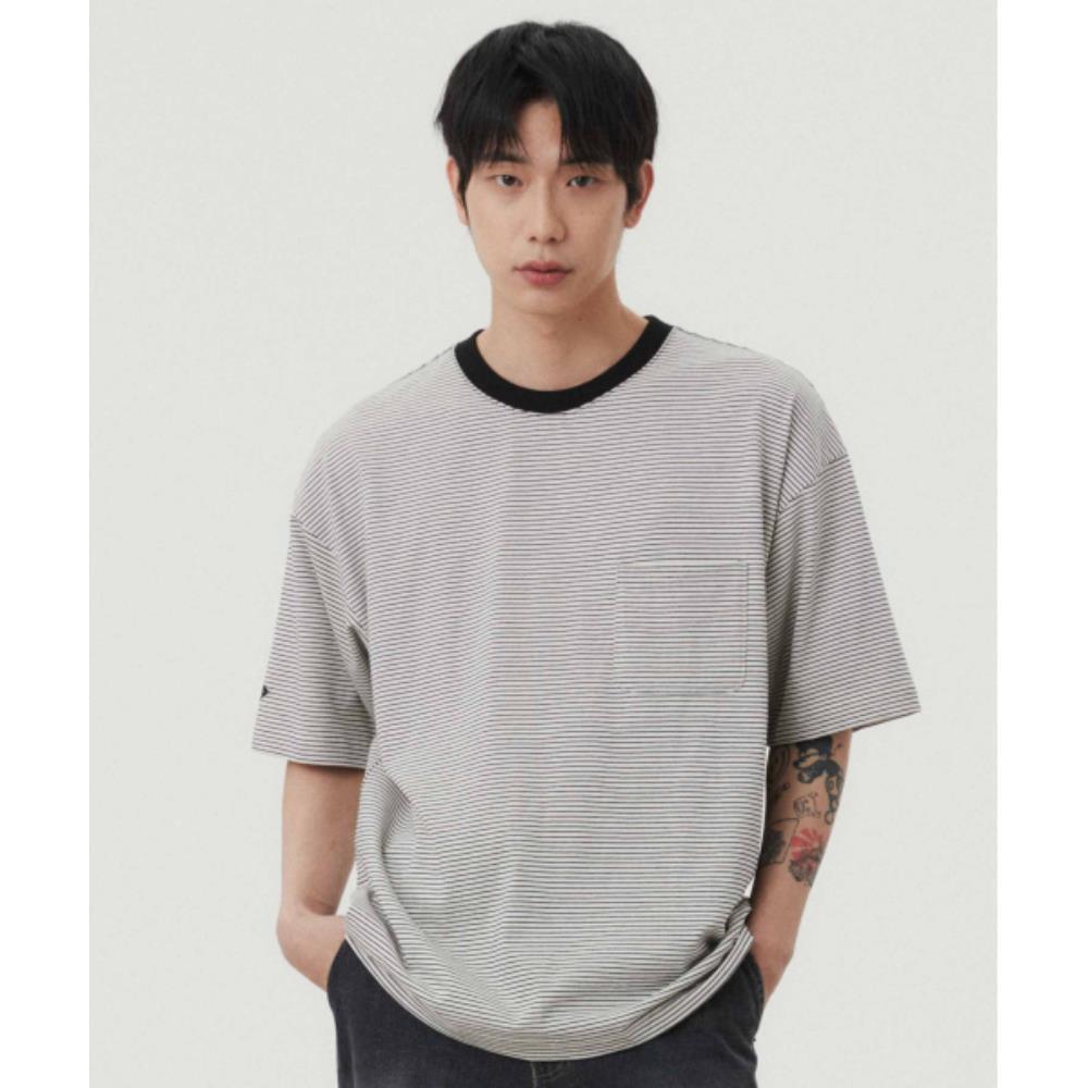 WMC Striped Pocket Short Sleeve T-Shirt BLACK O-MOBAS4M5