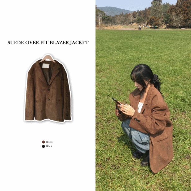 [クオリティ保障/季節の変わり目必須アイテム] ブレザー オーバーフィット スエードジャケット 7,578円