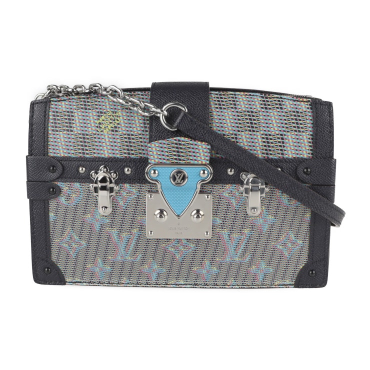 超美品 LOUIS VUITTON ルイ ヴィトン ショルダーバッグ M55512 プティットマル モノグラムLVポップ コーティングキャンバス レザー ブルー ブラック シルバー金具 ビトン 本物