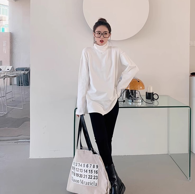 ルーズ Tシャツ 長袖 タートルネック かわいい 大人可愛い きれいめ シンプル カジュアル 大人 上品 おしゃれ お洒落 かっこいい レトロ 大人女子 こなれ感 ラフ ラブリー キュート ガーリー