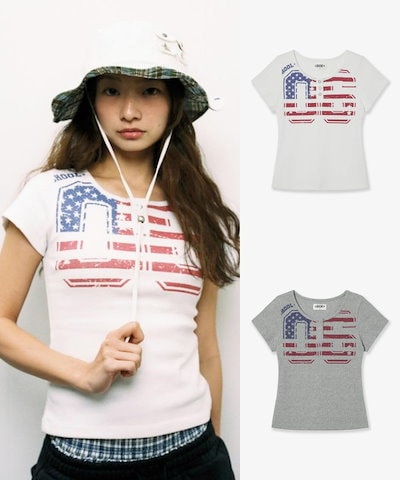 ●大人気【AEAE】USA BANNER HENLY NECK TEE 半袖Tシャツ USA BANNER HENLY NECK TEE [WHITE] – aeae JAPAN