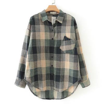 プラスサイズ チェックシャツ トップス シャツ ブラウス 袖あり 長袖 襟付き ベーシック 前開き ボタン留め シンプル カジュアル 大人 おしゃれ お洒落 大人女子 こなれ感 ラフ ボーイッシュ 抜
