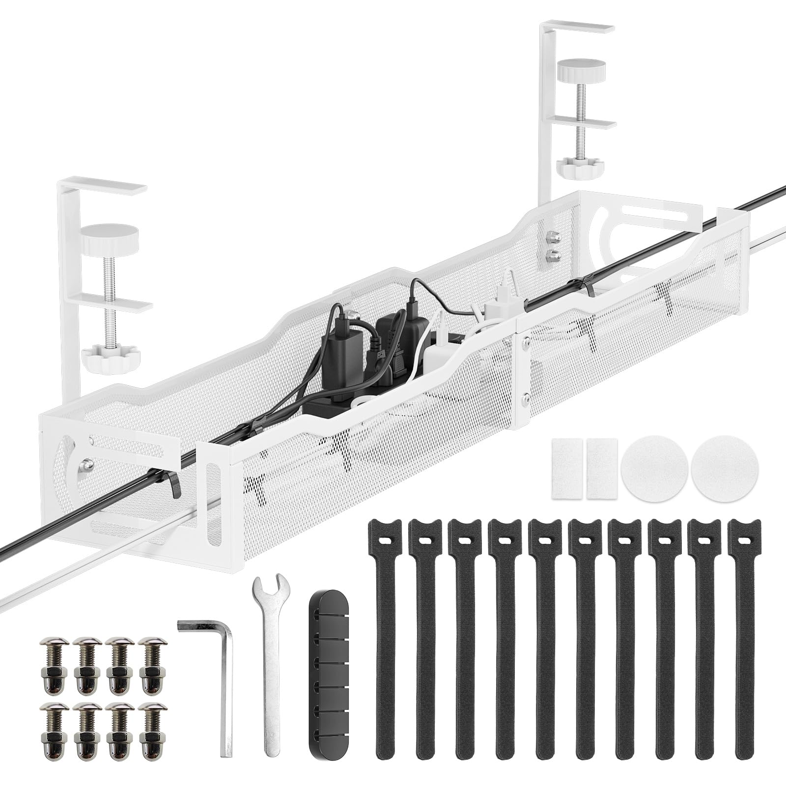ケーブルトレー デスク下 ケーブルトレー 配線隠し 幅64cm ケーブルトレー クランプ デスク 配線 収納 天板15cm設置 人気版 穴あけ不要 配線 整理 コード隠し デスク 17726