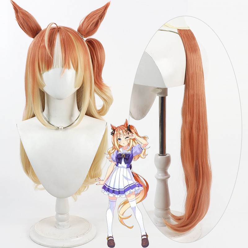 【コス用ウィグ】競馬娘希望の城cosかつらシミュレーション頭皮2色遷移グラデーションスプリット馬尾