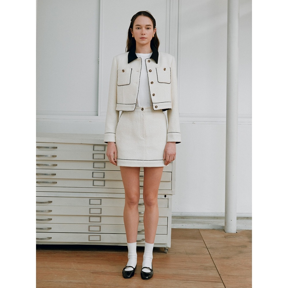 ローラローラライン ミニツイードスカート アイボリー