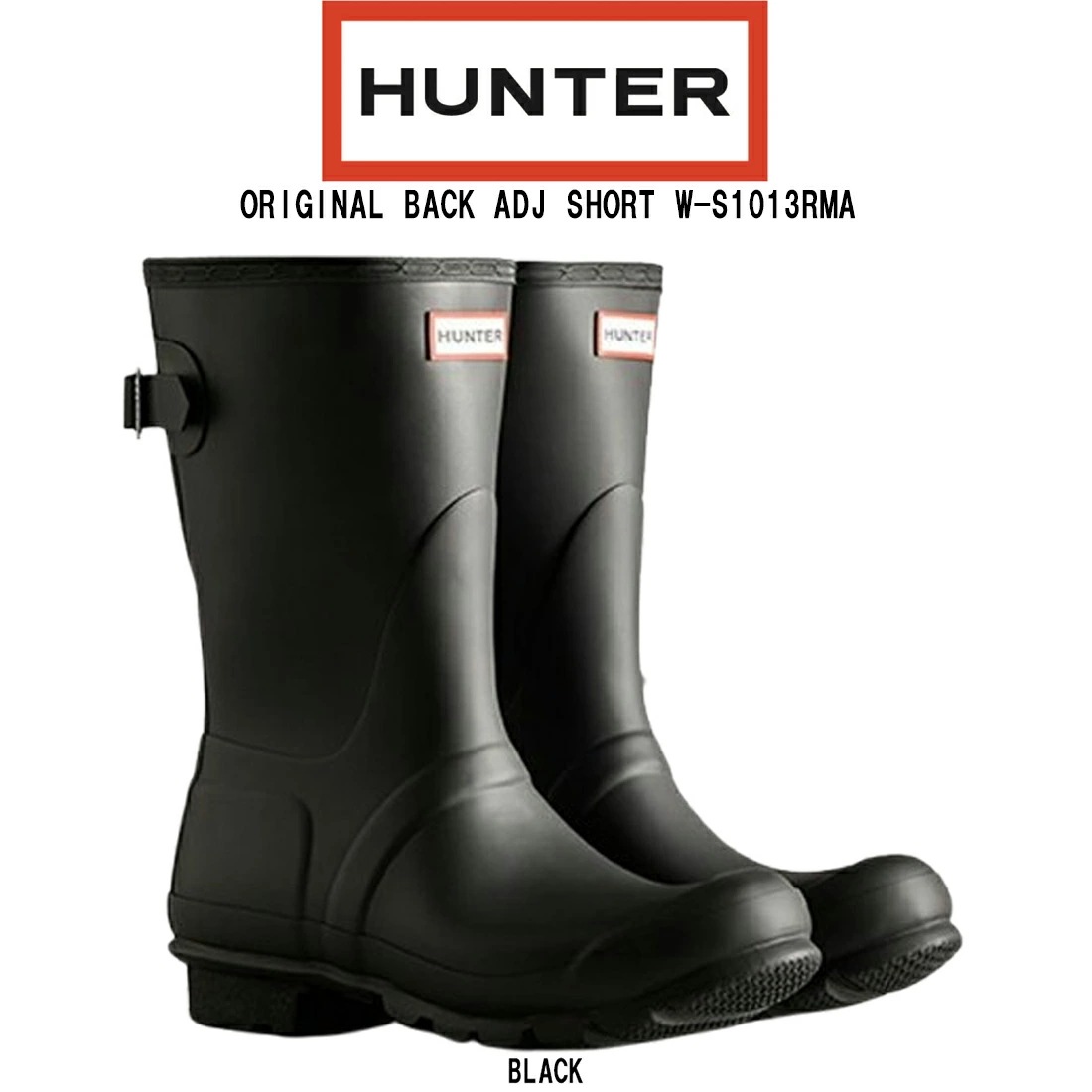 (SALE)HUNTER レディース ショート アジャスター レインブーツ 後ろ調整可能 雨靴 防水 長靴 女性用 ORIGINAL BACK ADJ SHORT W-S1013RMA