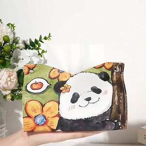 ins風新作パンダの赤ちゃん革デスクティッシュボックス収納ボックス宿舎寝室オフィスペーパー引き出し収納カバー