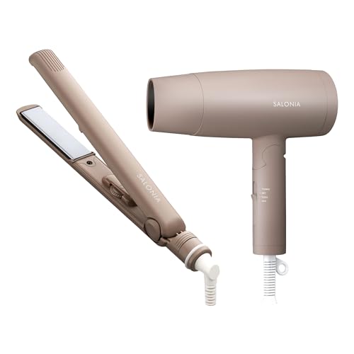 SALONIA サロニア スターターセット ドライヤー ヘアアイロン 24mm ベージュ