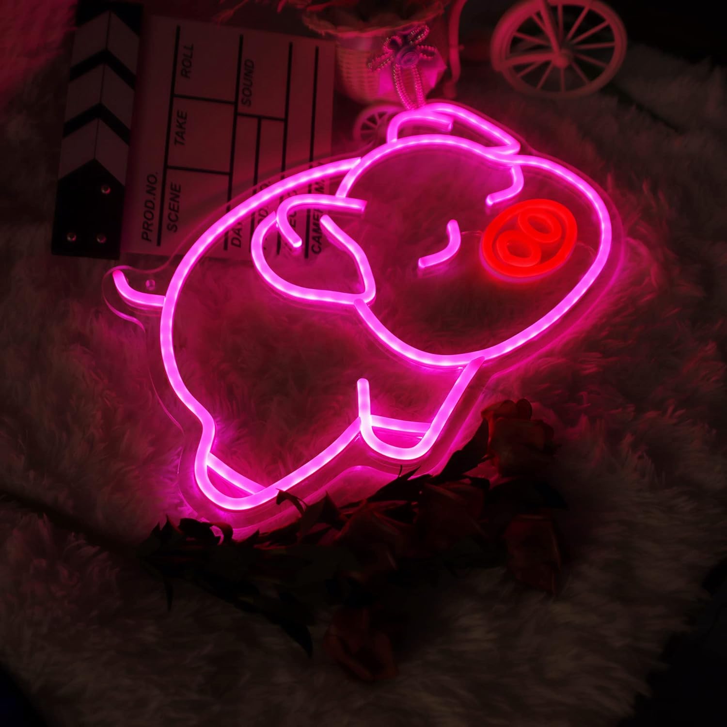 ネオンサイン 「豚」 壁掛け NEON SIGN USB給電 ネオン管 ピンクの豚 広告用 看板 壁の装飾用 ディスプレイ 居酒屋 カフェ 喫茶店 インテリア ホームデコレーション ギフト 娯楽場 省