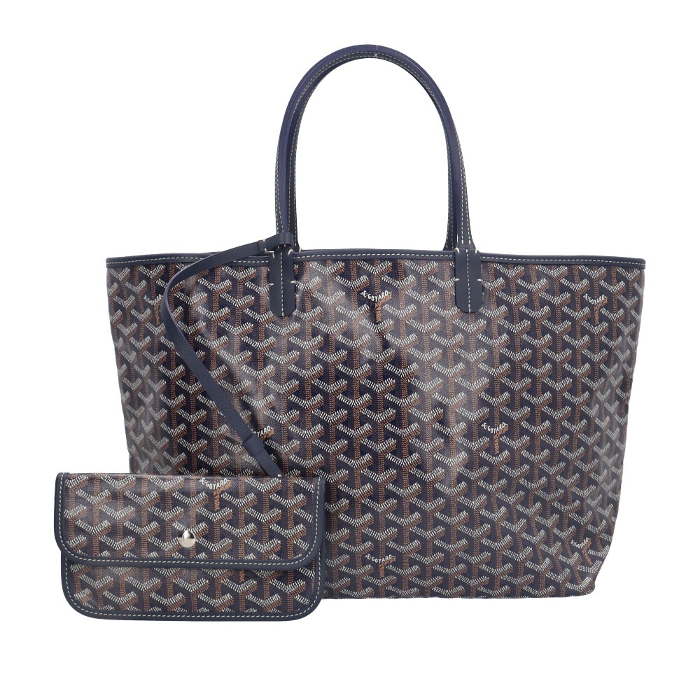 ゴヤール サンルイPM トートバッグ PVCコーティングキャンバス ネイビー GOYARD 中古 美品