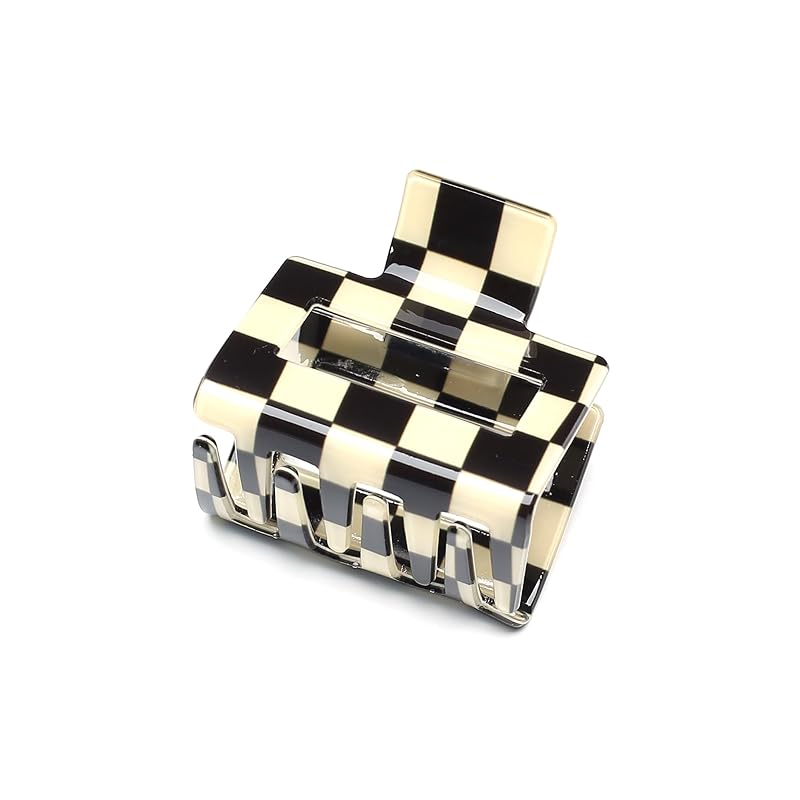 QinGoo 小さめ チェッカー 髪留めクリップ 1本 強力 ヘアクリップ しっかり バンスクリップ 可愛い おしゃれ レディース ヘアアクセサリー 韓国 (5.2*5cm, Black WHite) 5,000円