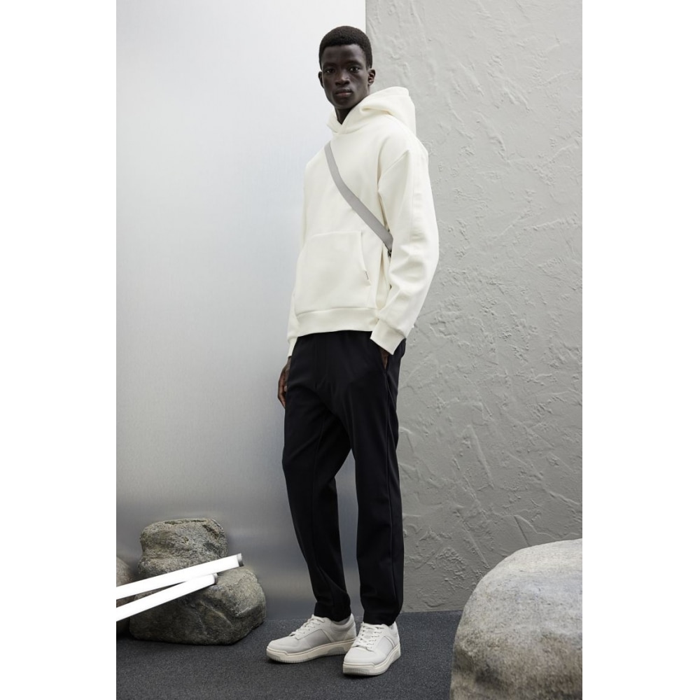 H&M サイドストライプフーディールーズフィットクリーム