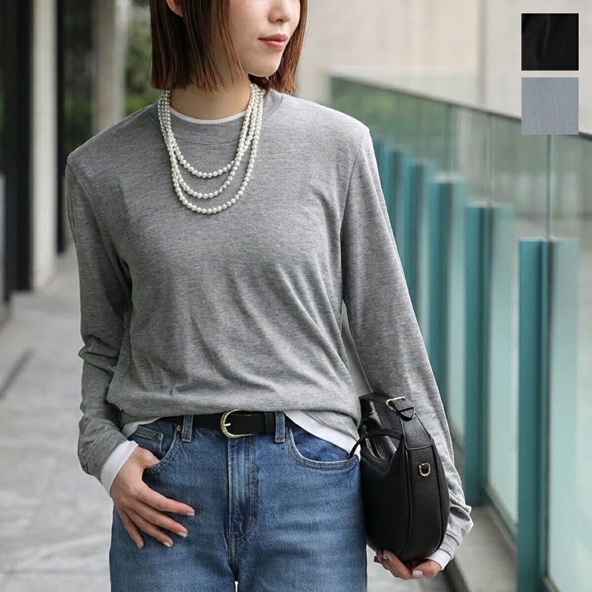 anana アナナ 長袖 カットソー a16-006 レディース レイヤード シアー クルーネック ロンT カラー3色