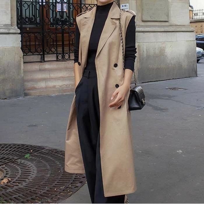 【急速出荷!】ジレ レディース 春 夏 秋 コート ロング 丈 トレンチ アウタージャケット 襟付き 腰リボン カジュアル S M L XL 2XL 3XL 4XL 大きいサイズ ベージュ ブラック