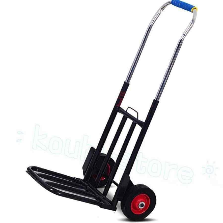 アルミニウム合金 軽量 折りたたみ 静音 ラバーホイールキャリー台車カート 家庭用(耐荷重 200kgブラック)