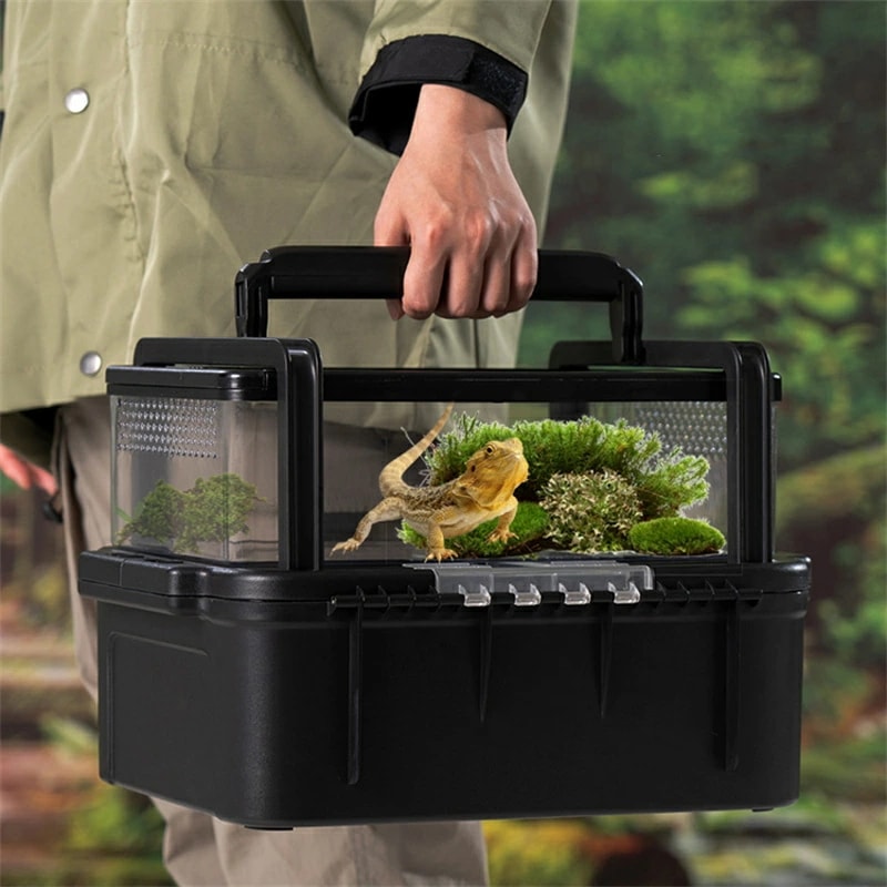 キャリーケース 爬虫類 両生類 ケージ 透明 小動物用 カメ 亀 ヘビ 両生類用 ケース ボックス 観察室