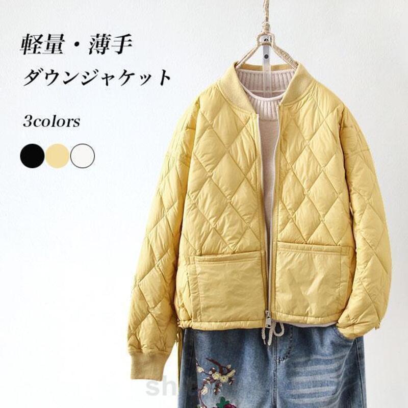 女性用の軽量ジャケットキルティングダウンパファードロップショルダージャケットジップアップウィンターアウターウェア暖かい