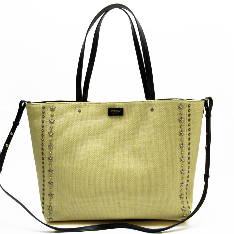ジミーチュウ JIMMY CHOO ショルダーバッグ ラフィア/レザー ナチュラル×ブラック レディース t19066g