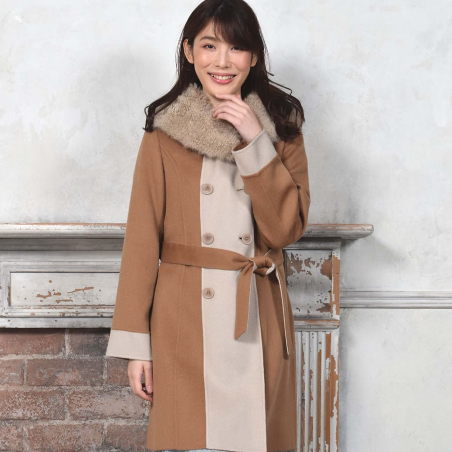 ウール ＆ カシミヤ コート カシミヤファー 一枚仕立て (WC2974) 63,800円