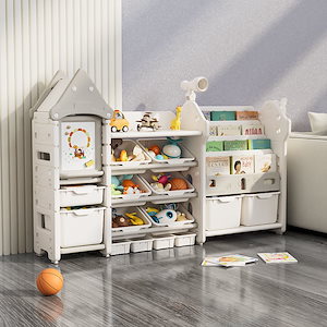子供用おもちゃ収納棚収納棚置物ロッカー赤ちゃん用おもちゃ絵本棚ツーインワン床置き収納棚