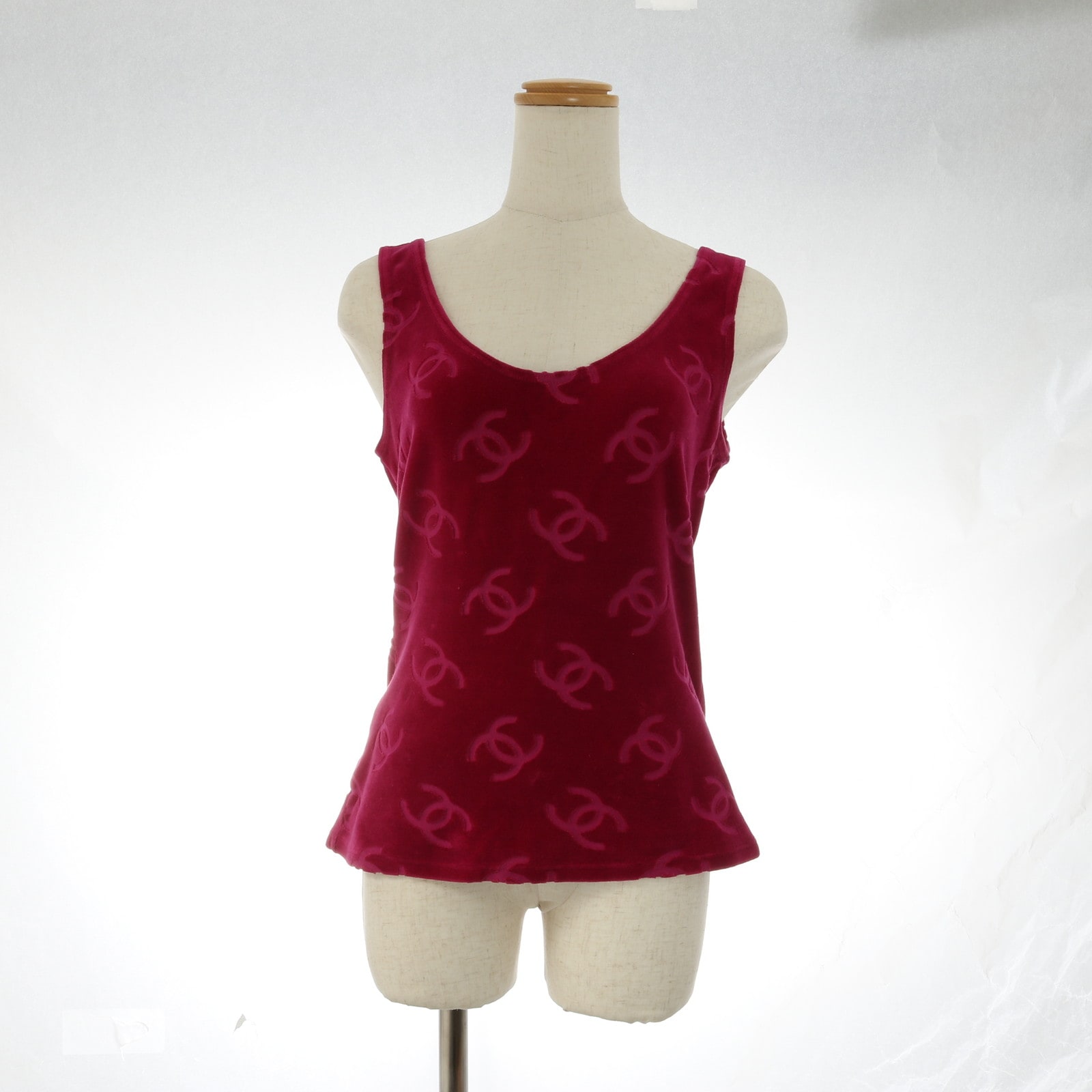 極美品 ココマーク アパレル ベロア タンクトップ 高級 人気 定番 おしゃれ レディース AET 0628-1E3 中古