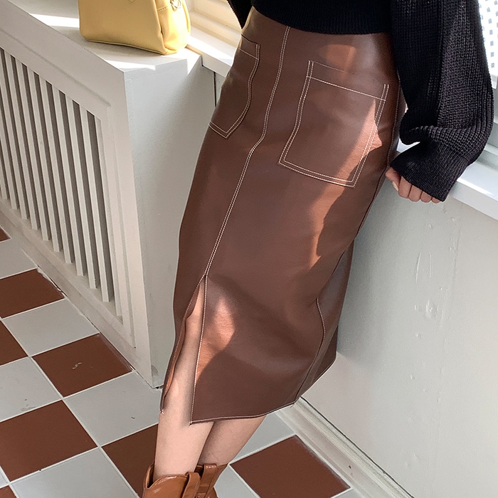 [韓国ファッション] 여성용 빅사이즈 뒷트임 H라인 롱스커트