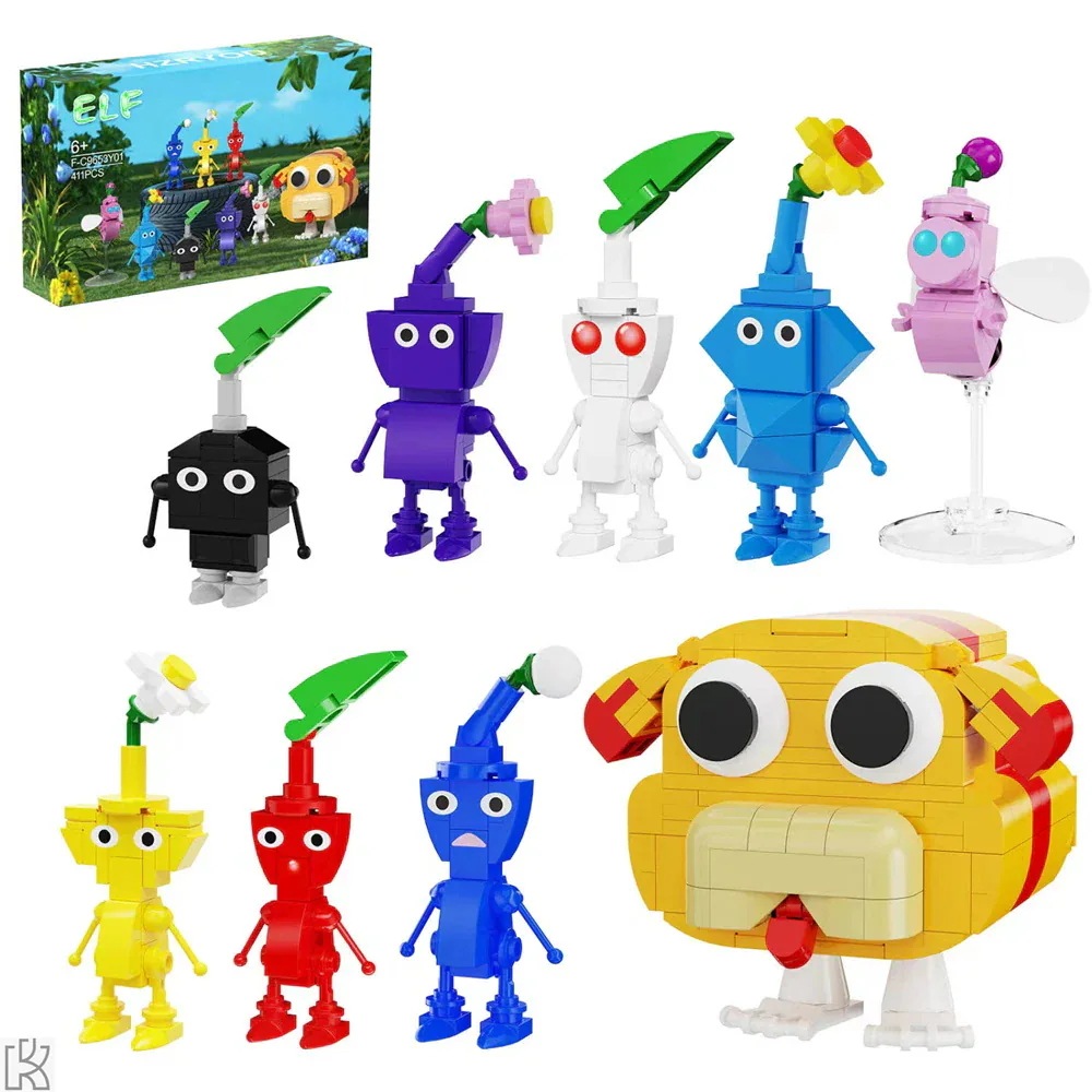 メガ割ピクミン ブロック おもちゃゲーム pikmin4 ビルディングブロックセット 411PCS MC 9in1 組み立てセット ミニナノレンガ 大人の子供向け建設セット ギフト クリスマスプレゼン