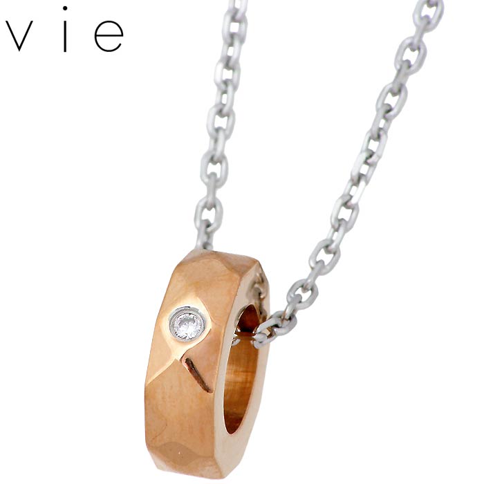 ヴィー vie ステンレス ネックレス レディース キュービック ピンク 金属金属アレルギー対応ネックレス