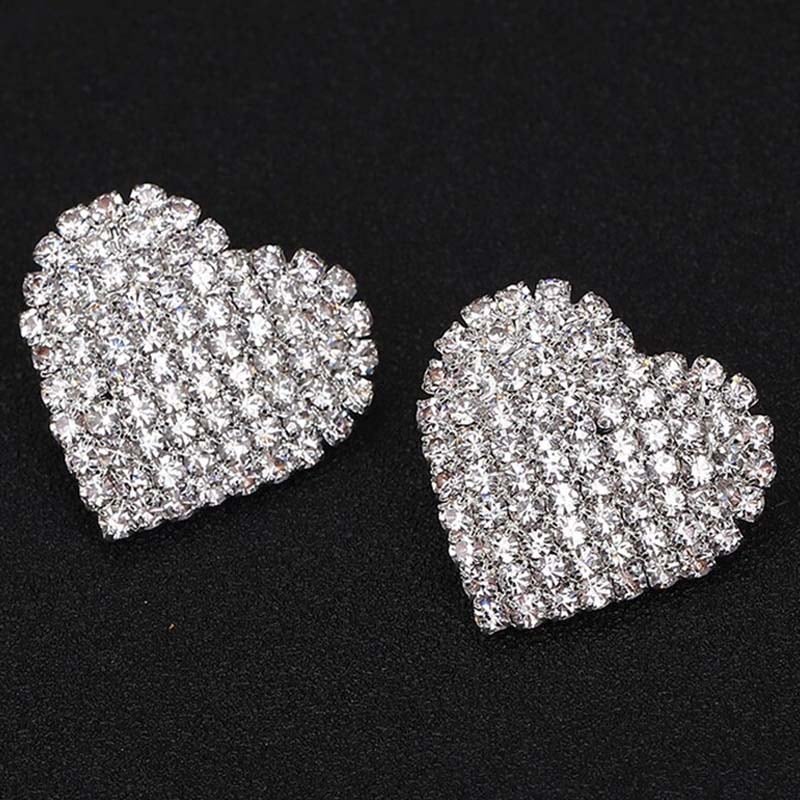 ビッグハート クリスタルウエディングジュエリーピアス 1ペア 女性 レディース キラキラ 大人 綺麗