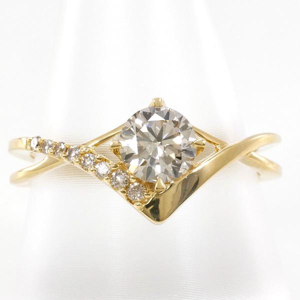 K18 18金 YG リング 19号 ダイヤ 0.80 VS1 0.10 鑑別書 ジュエリー 中古