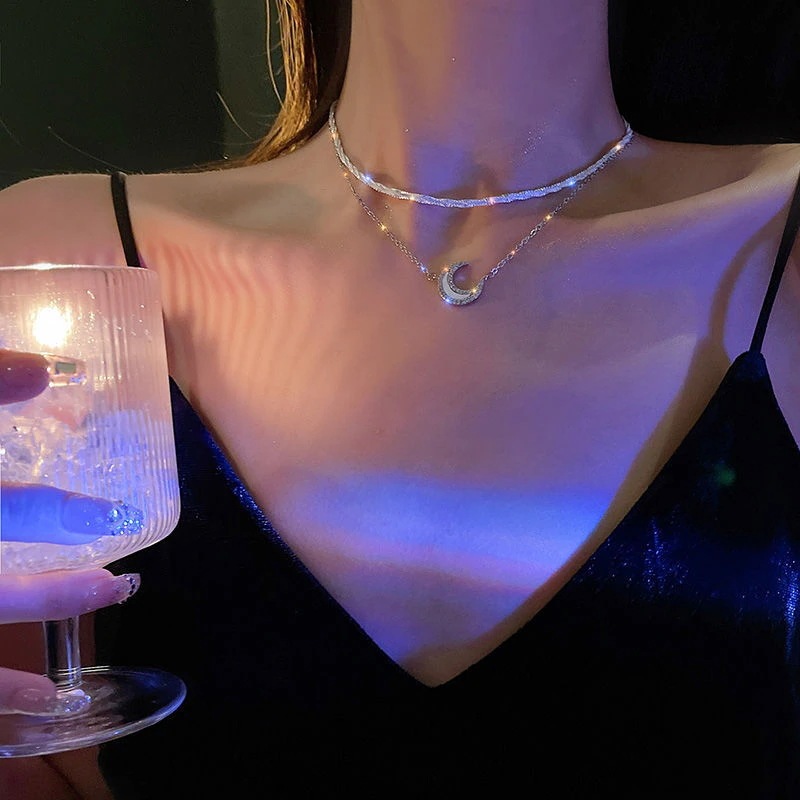 フランスやさしい2チェーンネックレス 気質高級感アクセサリー レディースファッショントレンド 鎖骨チェーン