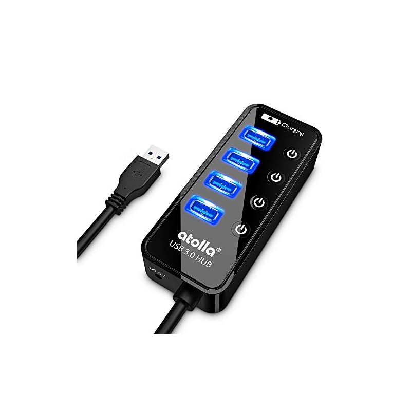 atolla USB3.0ハブ 4ポート5Gbps高速データ転送 USB HUB 3.0 の 増設 + 1充電ポート独立スイッチ付 バスパワー